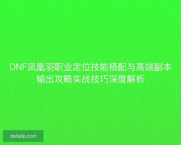 DNF凤凰羽职业定位技能搭配与高端副本输出攻略实战技巧深度解析
